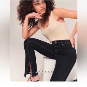 Abercrombie & Fitch Women's Black The Skinny High Rise Jeans with side split leg